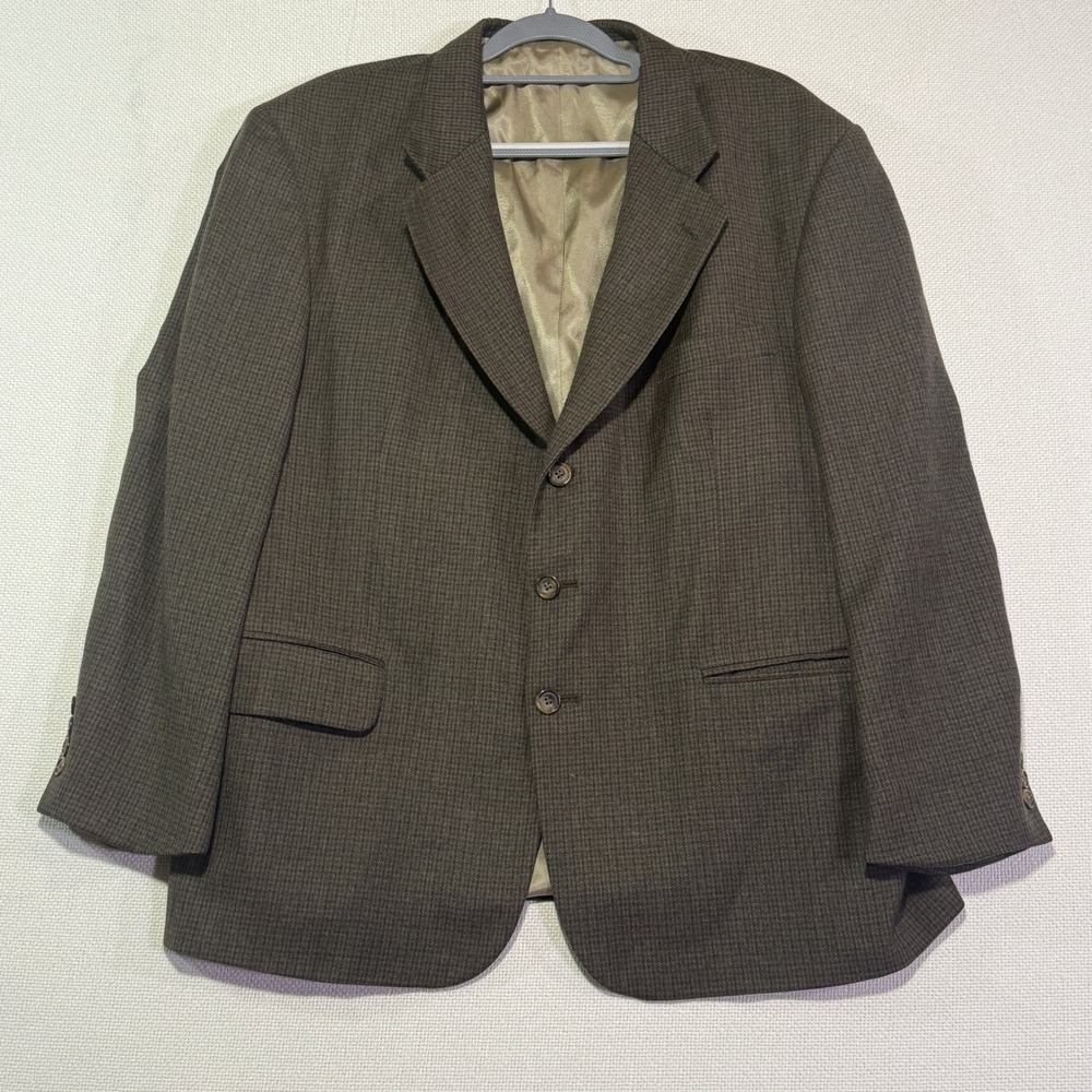 Oscar de la Renta Men's Tailored‎ Wool Blazer Jacket 44S Brown Tweed Sport Coat